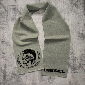 Diesel Gray and Black Knit Scarf with Logo